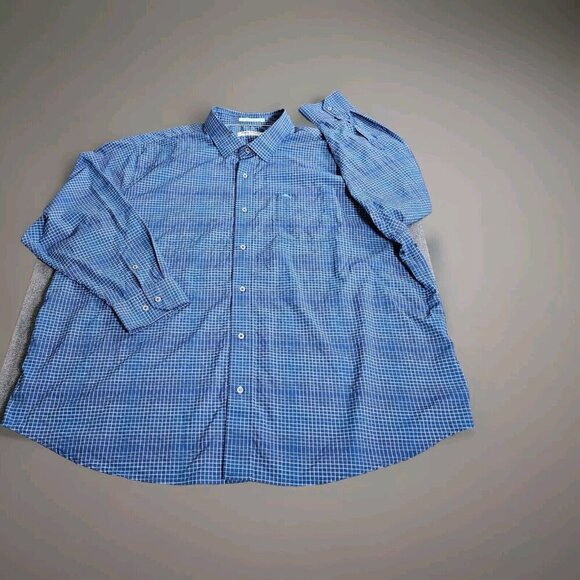 Tommy Bahama Shirt Men 3XLB Blue Plaid LS Performance Pit Vents Buttons Buttons - Picture 6 of 13